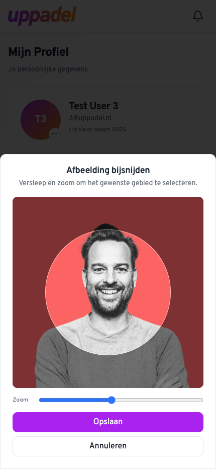 Je eigen profielfoto uploaden in de Uppadel app